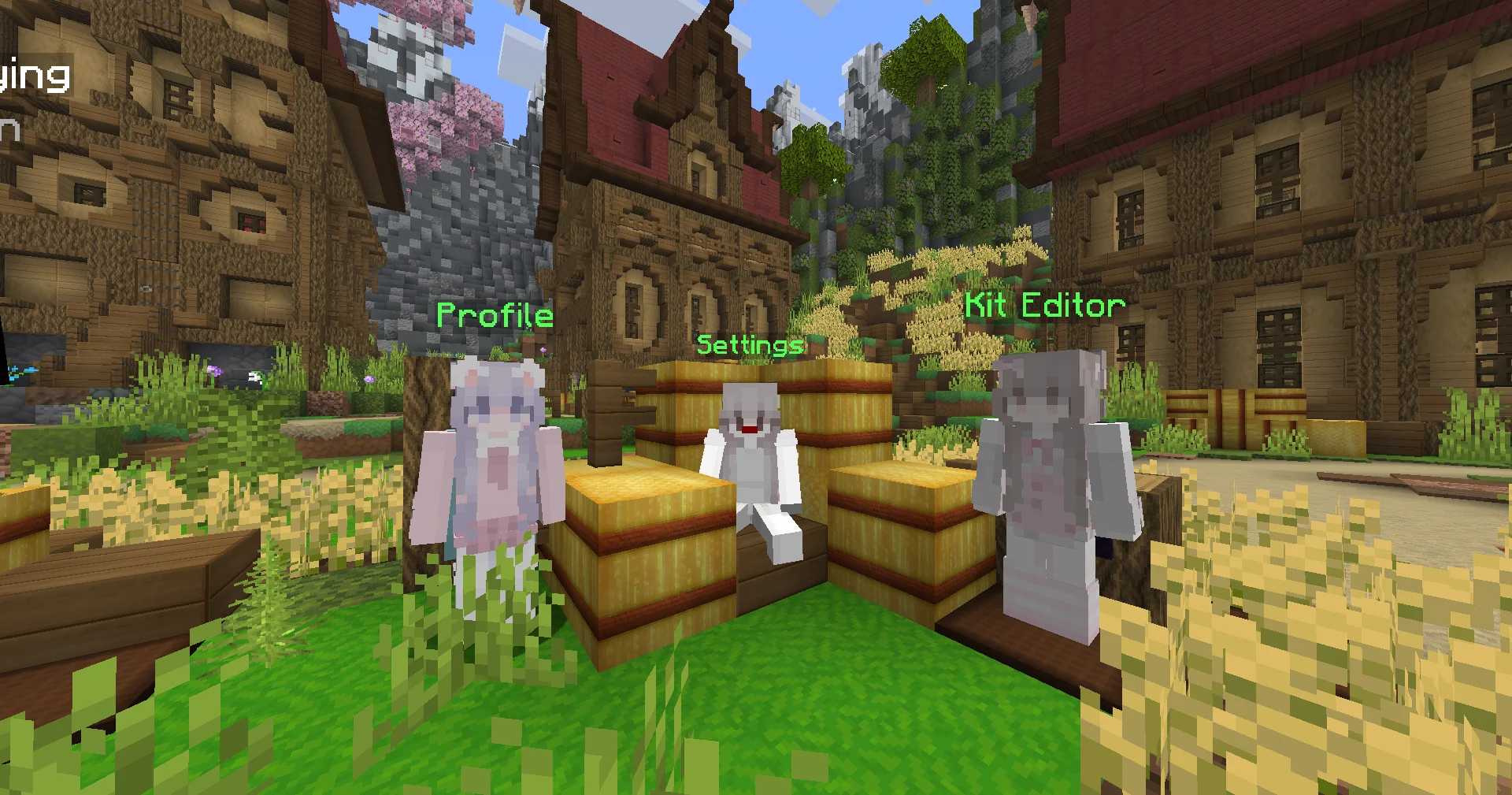 Profile, settings, and kit editor characters in the lobby